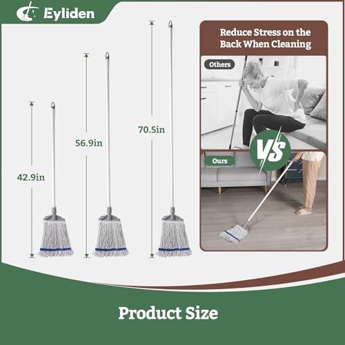 Eyliden Commercial Wet Mop with 2 Cotton Heads - Heavy Duty Industrial Cleaning