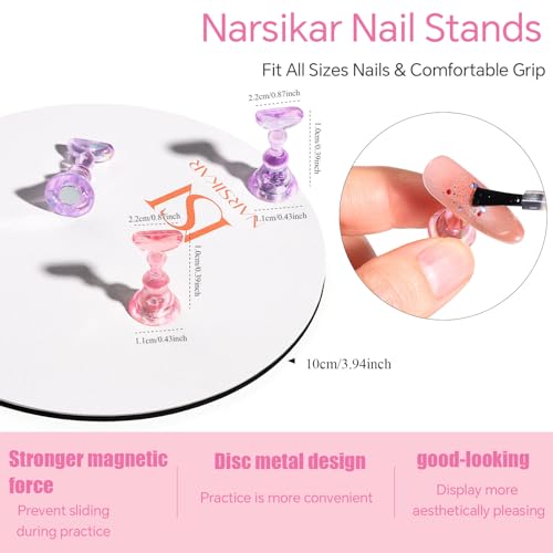 Narsikar Magnetic Nail Stand Set for Press On Nails with 300 Tabs