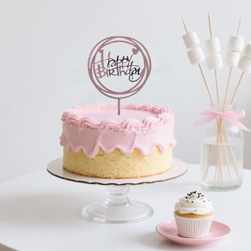 Rose Gold Happy Birthday Cake Topper - Mirror Finish Acrylic Decor