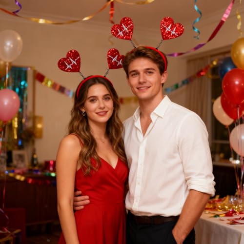 Red Heart Headband for Valentine's Day Bouncy Spring Hair Accessory