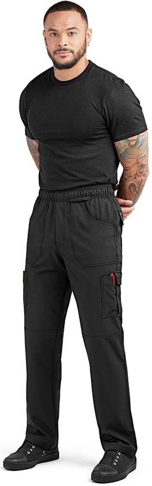 ChefUniforms.com Men's Black Stretch Cargo Chef Pants - Professional Kitchen Workwear, 4-Way Stretch Fabric, 6 Pockets for Restaurant Cooks