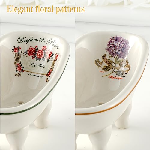 Little World Retro Ceramic Bathtub Soap Dish - 2PCS Self-Draining Holder