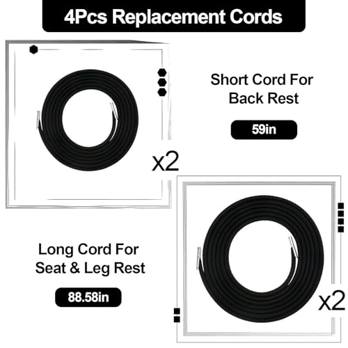 Zero Gravity Chair Replacement Cord Kit - 4 Pack Elastic Cords for Repairing Chairs