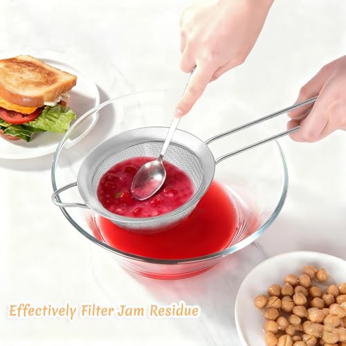 BLIGKO 3-Piece Fine Mesh Strainer Set, Stainless Steel Sieve for Kitchen