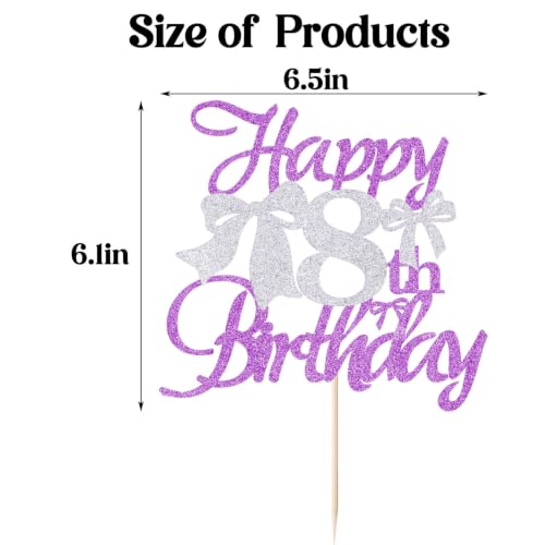 Bowknot Happy 8th Birthday Cake Topper - Girls' Party Decoration