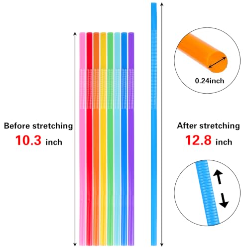 TOMNK 10.3" Colorful Bendy Disposable Drinking Straws - 100 Pack