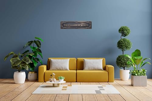 Chamber of Secrets Metal Sign | Literary Wall Decor 4x16in