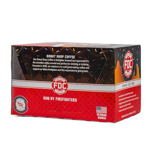 Fire Department Coffee Donut Shop Pods 12-Count Pack of 2 Medium Roast Sweet & Smooth USA Veteran-Owned