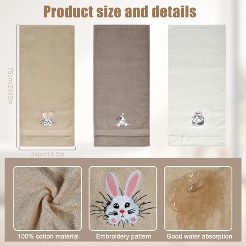 100% Cotton Hand Towels - Ultra Soft 3 Pack for Bathroom & Kitchen