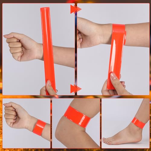 20 Pcs Reflector Snap Bands Fluorescent Slap Armbands High Visibility Slap Reflector Strips Safety Bands for Children Adults Boys and Girls When Cycling Running Hiking Jogging