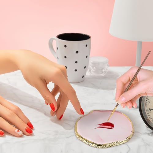 SynHHergyx Resin Nail Art Palette - Pink Gold Edge Mixing Plate