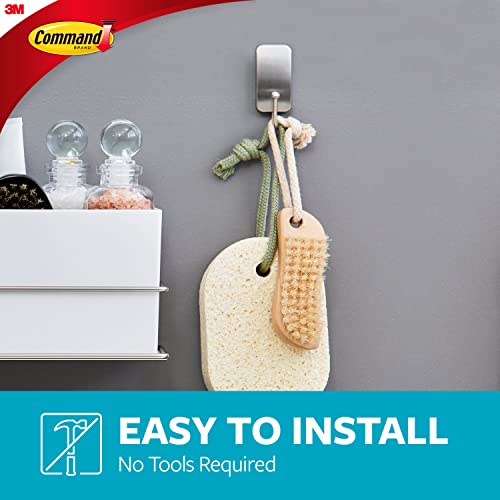 Command Satin Nickel Bath Hooks, 4 Pack - Damage-Free Organization