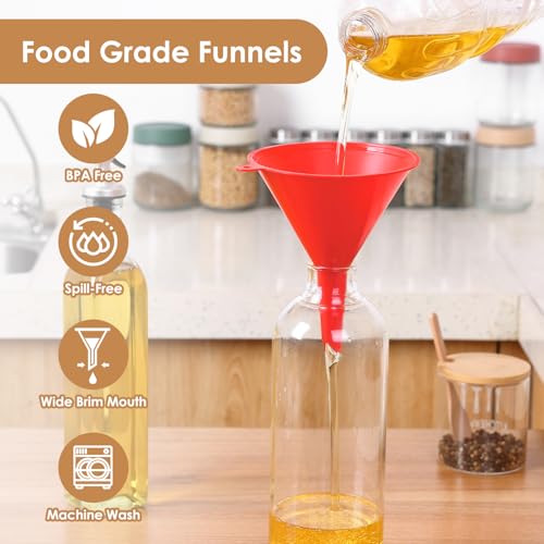 4-Piece Plastic Kitchen Funnel Set with Cleaning Brush - Food Grade Durable Funnels for Cooking & Lab Use