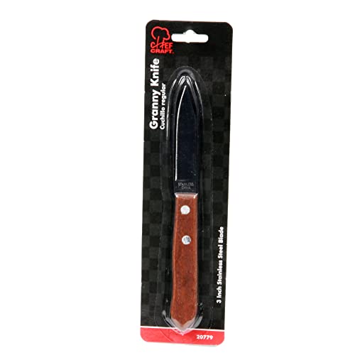 Chef Craft 3-Inch Stainless Steel Granny Knife with Wooden Handle