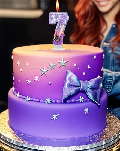 K-Pop Birthday Candle - Purple & Pink Glitter Music Theme (6)