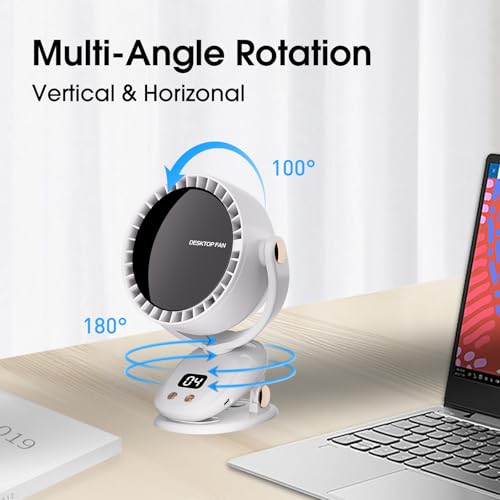 Portable Clip-On Fan with 6 Speeds | Rechargeable USB Desk Fan
