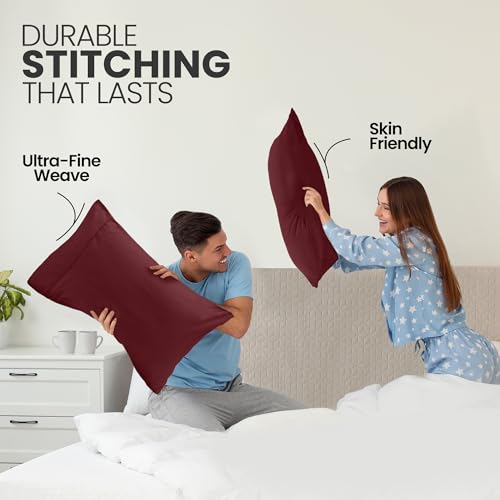 Utopia Bedding Burgundy 20x20 Inch Pillow Cases Set of 2 - Ultra Soft Microfiber