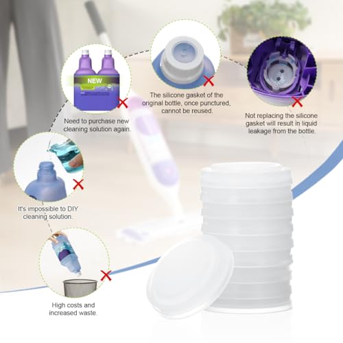 LANMU Silicone Gasket for Swiffer WetJet Refill Bottle - 10 Pack