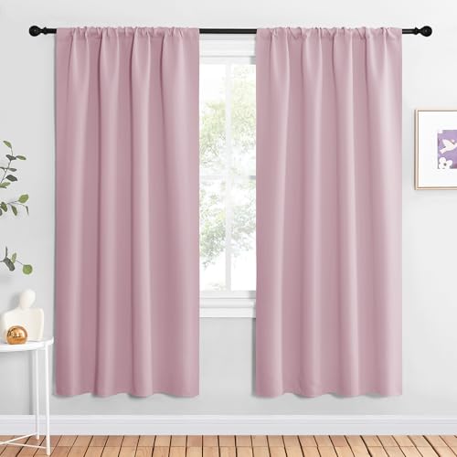 NICETOWN Baby Pink Blackout Curtains - 42" x 72" (Pack of 2) Room Darkening