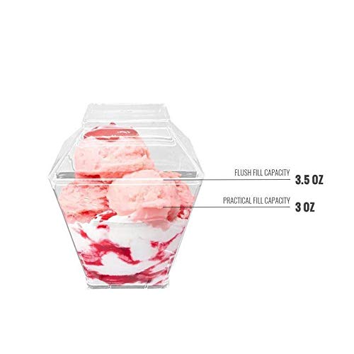 Kaya Clear Square Plastic Mini Cups with Lids 3.5 oz Pack of 12