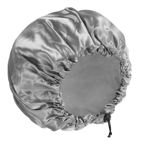 Reusable Shower Cap for Women, Waterproof Double Layer PEVA Bath Cap with Adjustable Drawstring