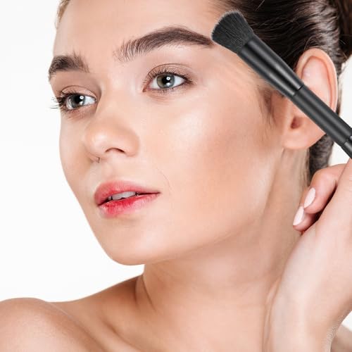 Dual Ended Hairline Powder Brush Set with Sponge Tip & Soft Bristles - 2 Pcs