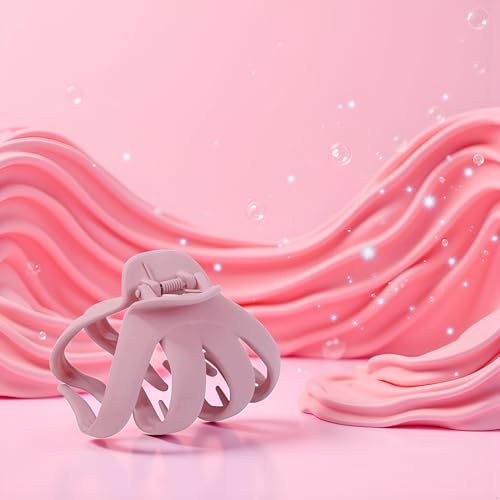 Pink Large Octopus Hair Claw Clip - Ultra-Light Anti-Slip Grip for Thick Hair