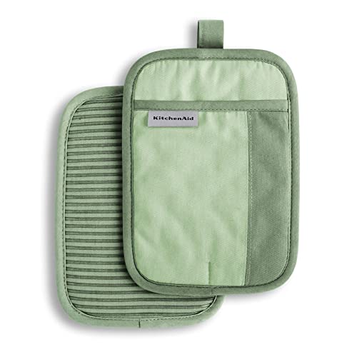 KitchenAid Beacon Non-Slip Pot Holder Set - 2 Piece, 7"x10", Pistachio/Graphite