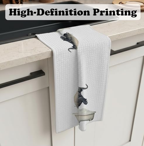 Elephant Hand Towels - 16x24 Inch Decorative Kitchen & Bath Towels