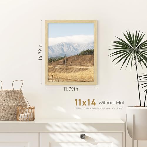 11x14 Natural Solid Wood Picture Frame for Wall Mounting - 1 Pack