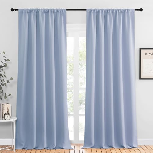 NICETOWN Vintage Blue Blackout Curtains, 52" x 95", 2 Panels