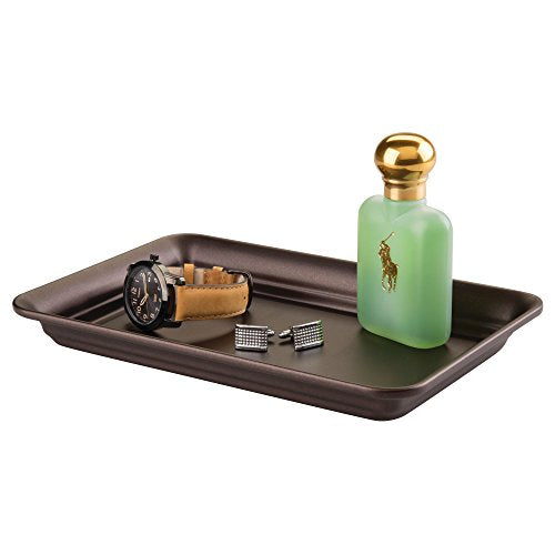 iDesign Metal Vanity Tray for Cosmetics Jewelry & Keys, 6.5x10 Inches, Bronze Finish