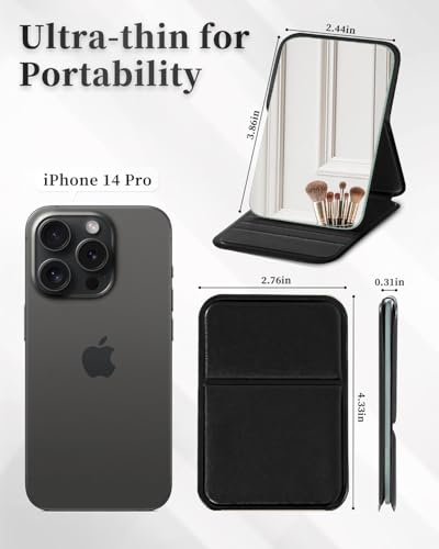 VPU Foldable Portable Makeup Mirror - Slim Handheld Travel Mirror
