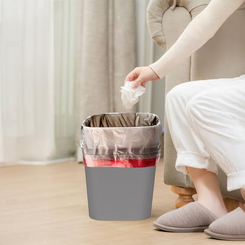 TEIUKAX Grey Small Trash Can - 1.8 Gallon Waste Bin for Home & Office