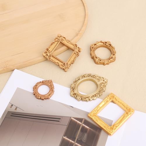 10pcs Mini Gold Picture Frames - Vintage Resin Photo Display