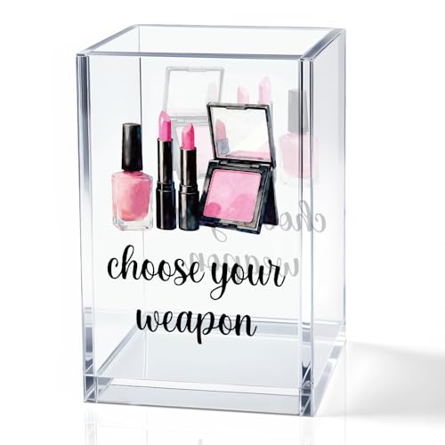 Choose Your Weapon Acrylic Makeup Brush Organizer - Black & Pink Holder