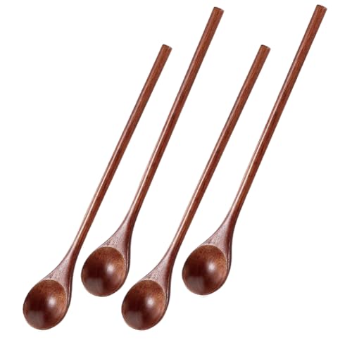 4-Pack 8-Inch Long Wooden Spoons for Cooking & Mixing