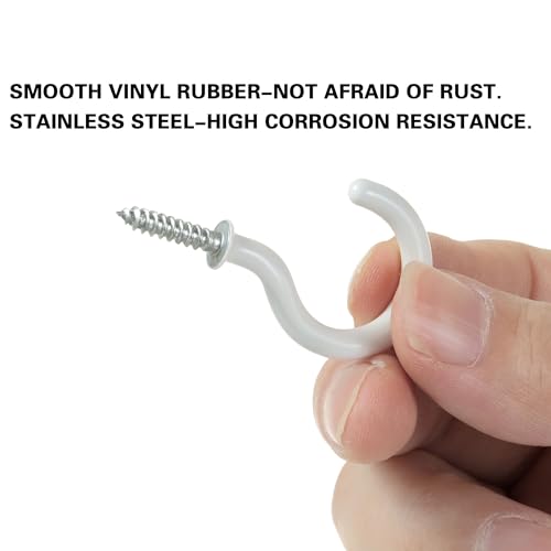 20-Pack 1-1/4 Inch White Ceiling Hooks for Heavy Objects
