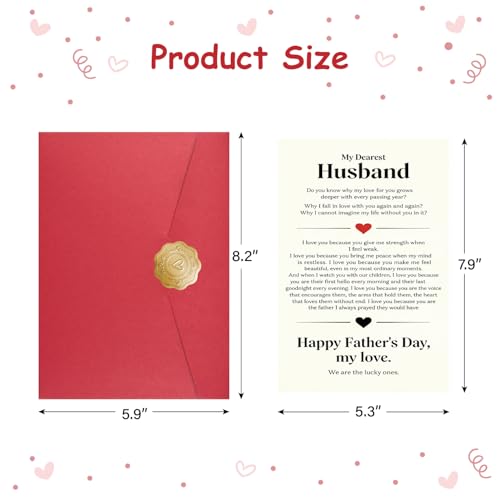 Romantic Father's Day Card for Husband - 5.3x8 with Envelope & Sticker