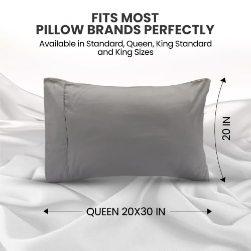 Queen Size Pillow Cases Set of 12, Ultra Soft Grey Microfiber
