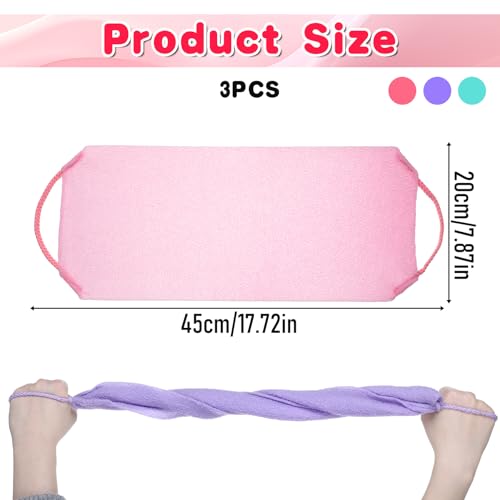 3-Pack Exfoliating Back Scrubber for Shower & Bath Towel