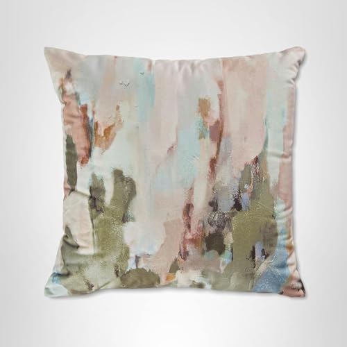 Signature Design by Ashley Lauretwood Contemporary Machine Washable Astract Watercolor Design Accent Pillow with Zipper Closure, Pink & Green