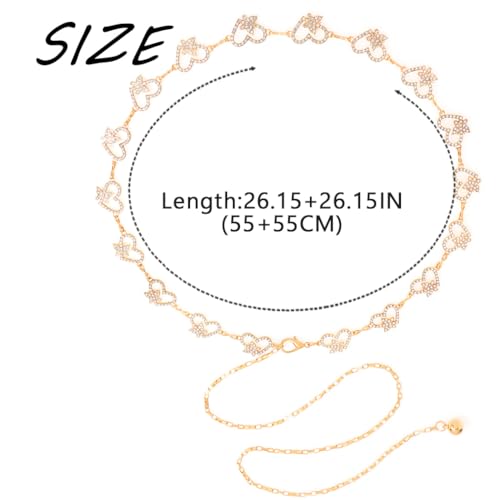 Urieo Rhinestone Crystal Gold Waist Chain Belly Belt for Women