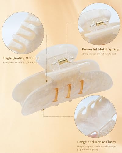 Molans Lucky Number 111 Acrylic Hair Claw Clip for Thick Hair