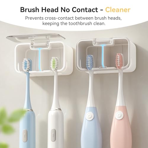 MOPMS Wall-Mounted Toothbrush Holder with Cover - 3 Slot Organizer