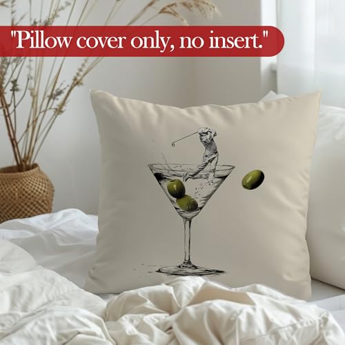 Funny Golf Martini Throw Pillow Cover - 18x18 Decorative Cushion