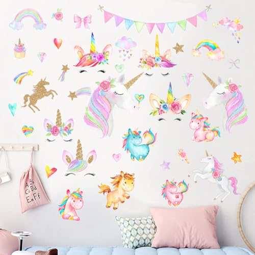 LEISENOR Unicorn Wall Decal - Kids Room Stickers for Decorating