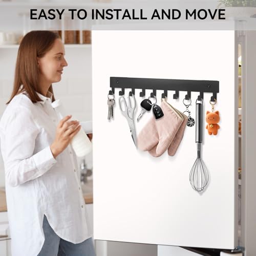 Bonsture Heavy Duty Magnetic Key Holder with 10 Hooks - Matte Black