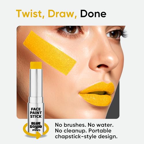 Blue Squid Metallic Gold Face Paint Stick - Waterproof Body Makeup & Sports Eyeblack