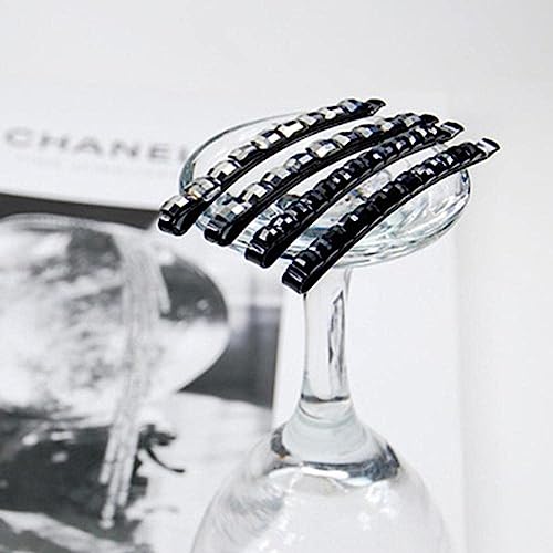 Black Rhinestone Hair Barrettes Crystal Bobby Pins 4-Pack